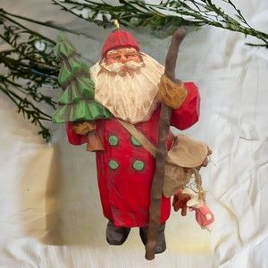 Hallmark Club Ornament Santa Folk Art Americana Making His Way 1998